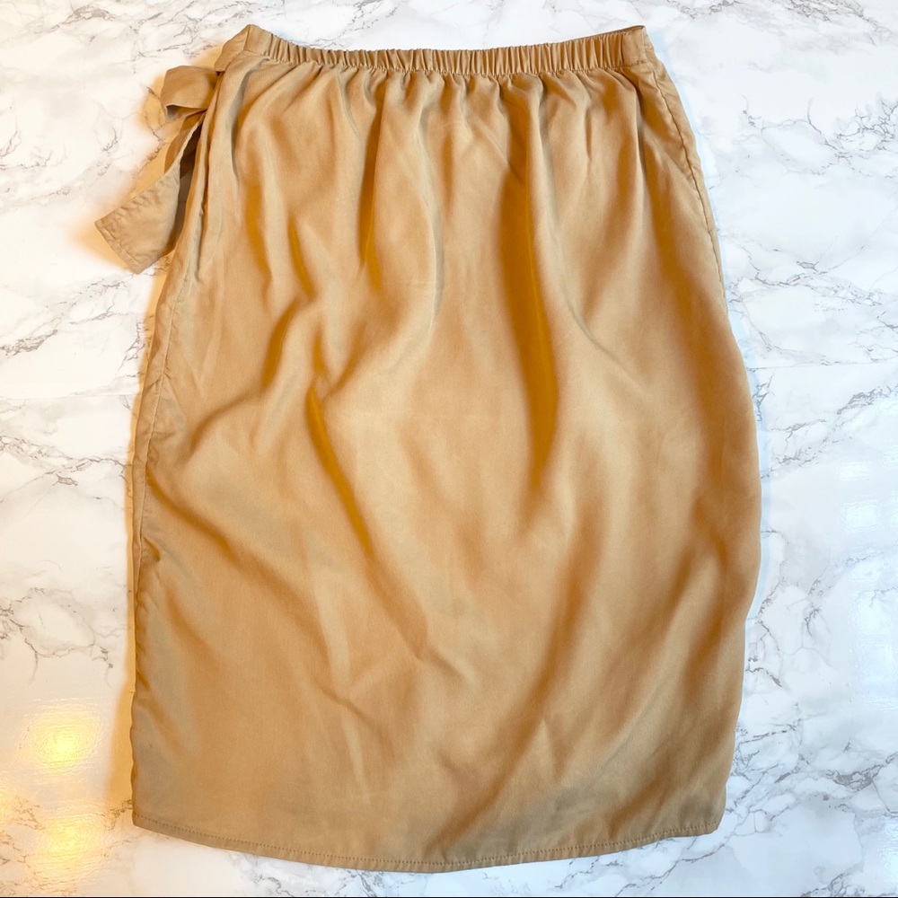 The Drop Tan Wrap Side-Tie Knee-Length Skirt XS - Picture 7 of 9
